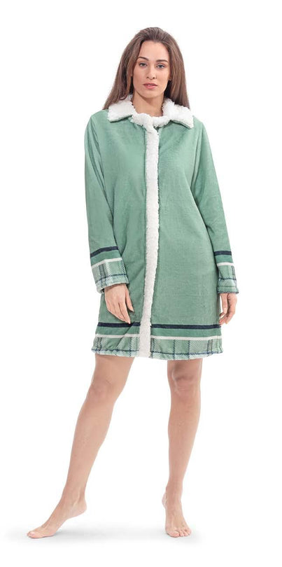 AMBRA VESTAGLIA DONNA TINTA UNITA VERDE STAR DUST