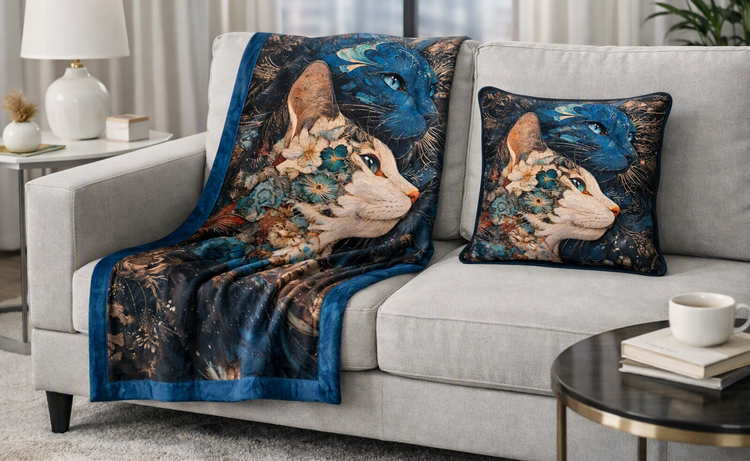 COUPLE CAT PLAID + CUSCINO IN VELLUTO