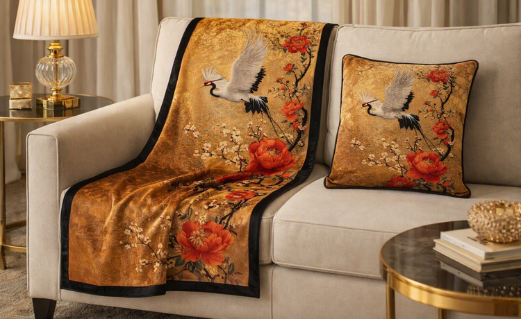 GOLD STORK PLAID + CUSCINO IN VELLUTO